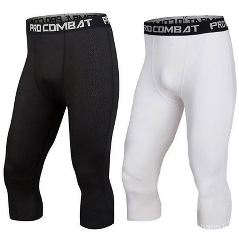 Esportes Masculinos 3/4 Corte Calças De Corrida Leggings Joggers Compressão Elástica Basquete Sweatpants 5ZFM