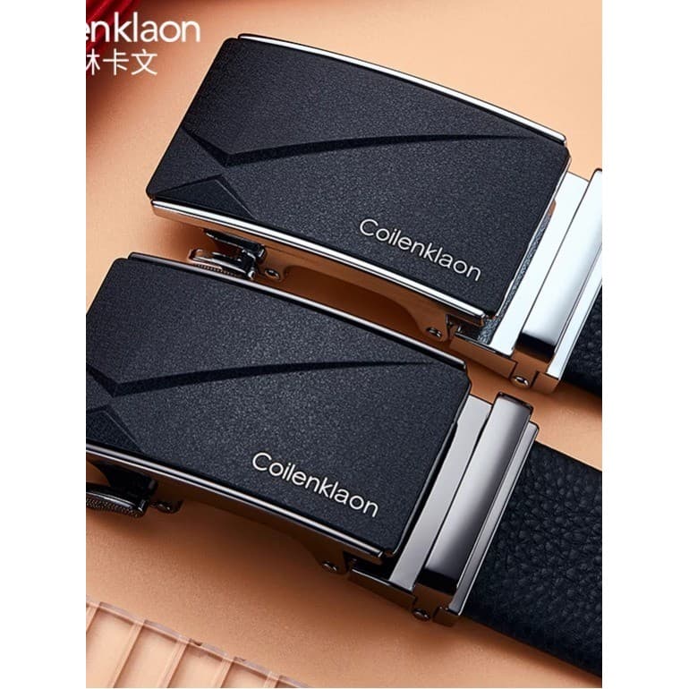 CoilenKlaon Cinto Masculino Couro Genuíno Jovens Negócios Couro Fivela Automática Juventude Calças Na Moda Cinto Masculi