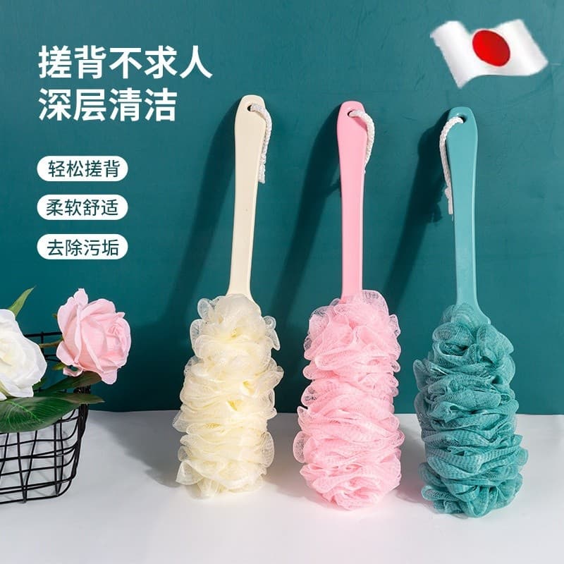 Estilo japonês alça longa flor de banho tamanho grande banho esfregando para trás bola de banho adulto esfregando banho