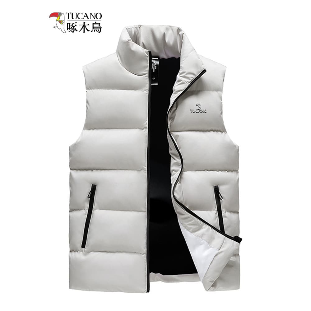 Woodpecker outono inverno algodão masculino colete gola exterior usar colete engrossado quente pai colete jaqueta