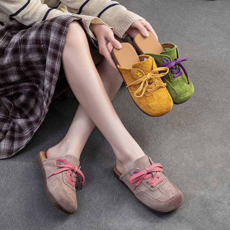 Verão novo estilo Retro plana Baotou Boken Outing chinelos leve Casual feio bonito sapatos femininos