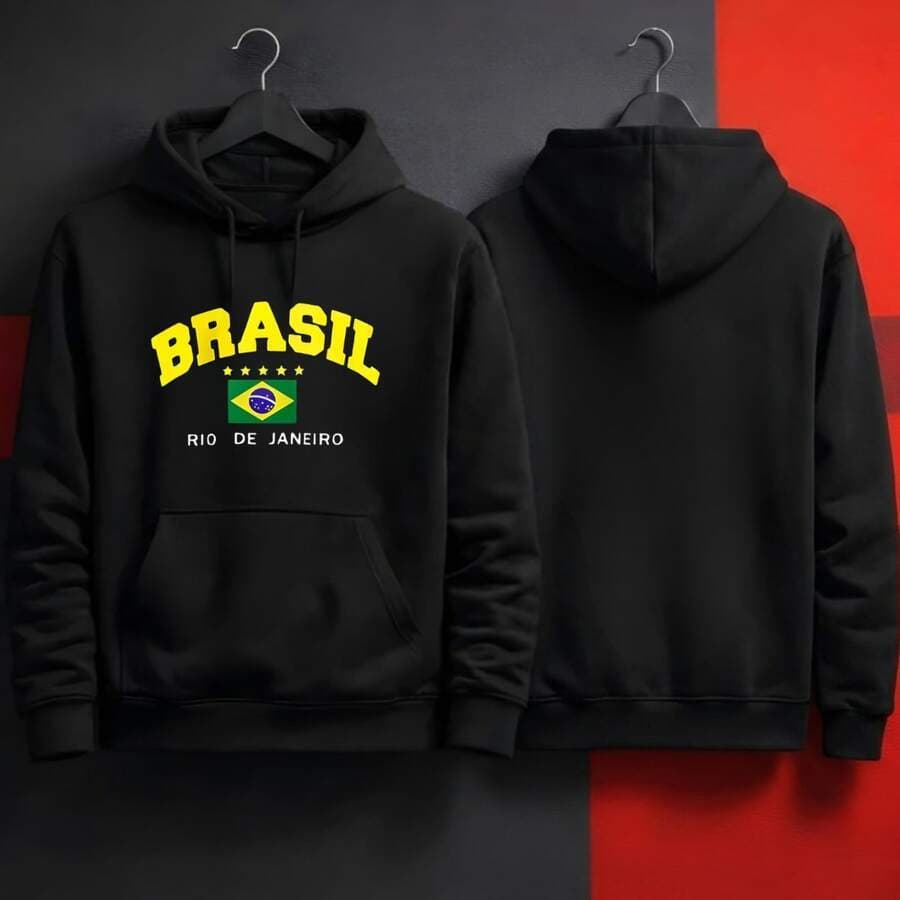 Blusa Moletom Canguru Peluciado Capuz Bolso Seleção Copa Rj Premium 100% Algodão