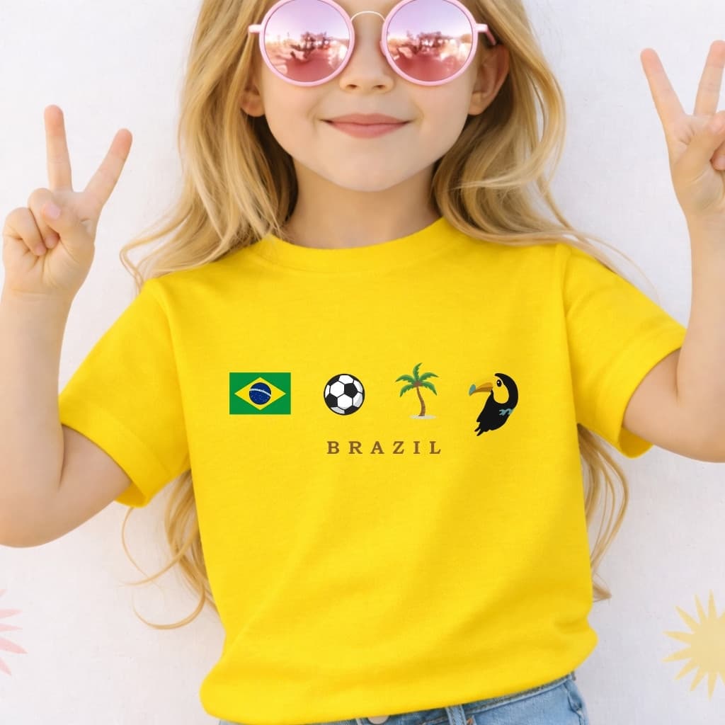 Camiseta Infantil Brasil  Estilo Tropical e Divertido Infantil