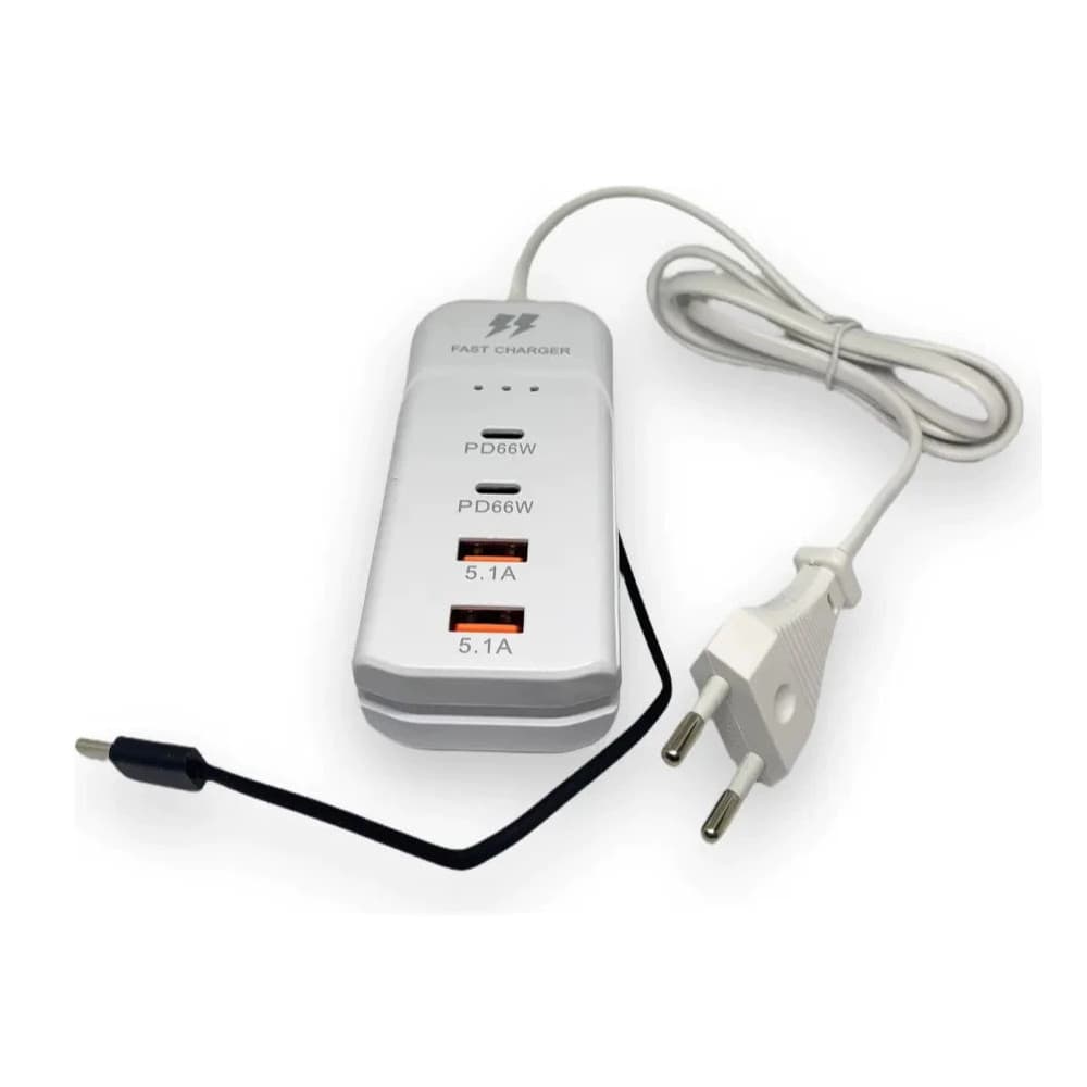 Carregador de Mesa Turbo Rápido 5.1A Possui 2 USB2 Tipo-C E Um Carbo Tipo C 66W