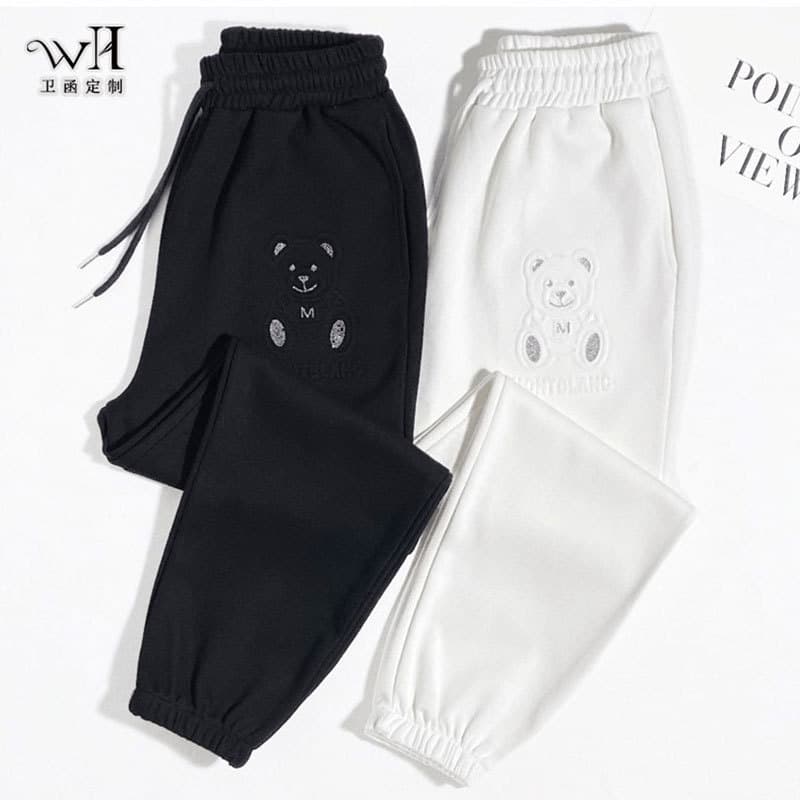 Urso branco Sweatpants feminino 2026 primavera Casual tornozelo comprimento calças esportivas novo estilo outono calças