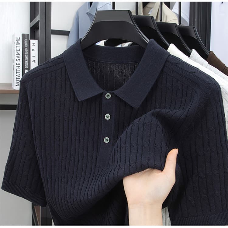 2026 marca masculina verão high-end camisa POLO de manga curta Casual lapela high-end meia manga malha topo na moda
