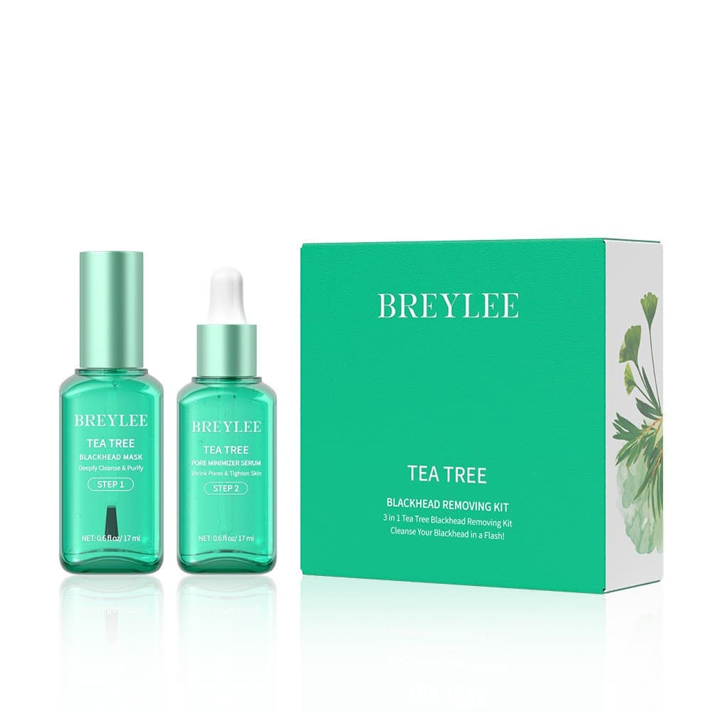 Kit Removedor de Cravos BREYLEE Tea Tree (17ml+17ml), Remove marcas de acne, limpa acne e cravos, cuidados com a pele.