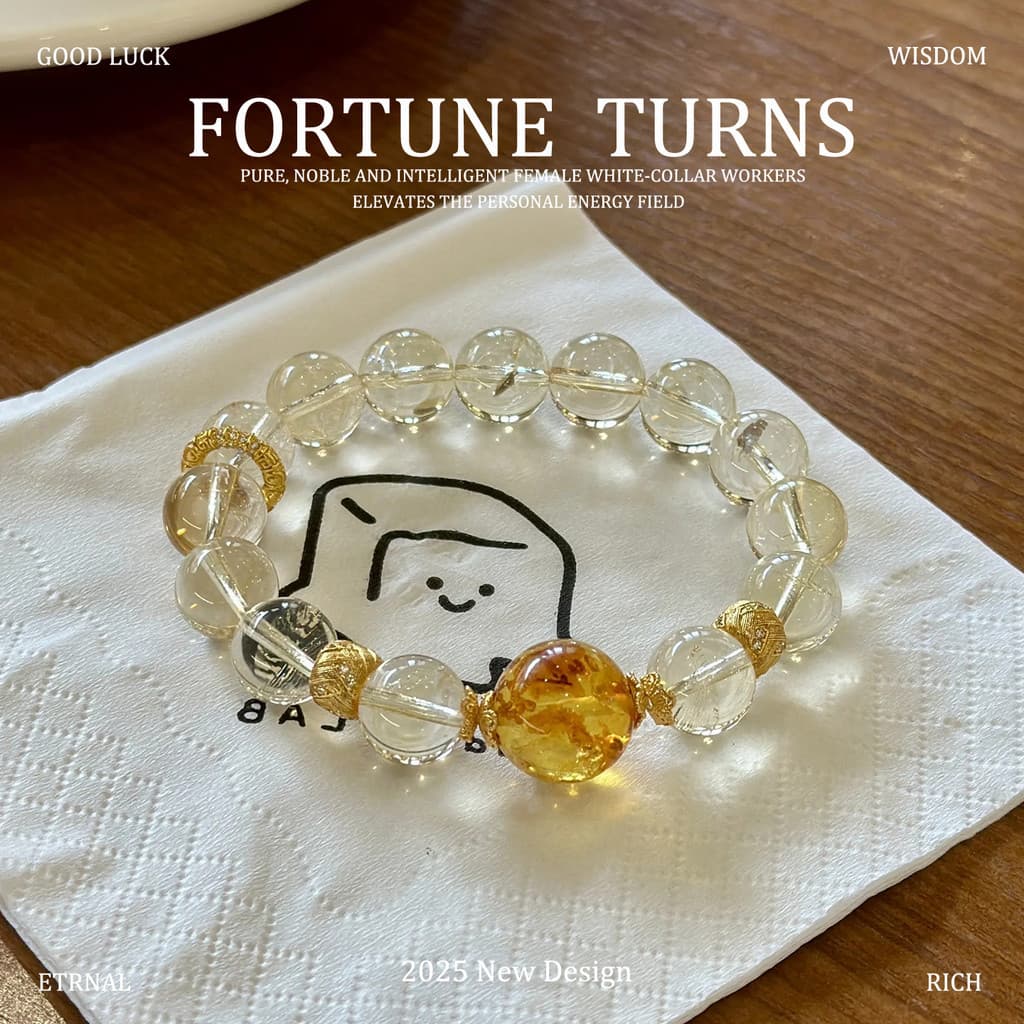 Natural branco Ace pulseira Nafu transferência luz luxo cristal amarelo mel flor sorte puro pulseira