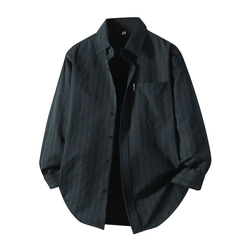 Estilo Hong Kong Retro listras na moda lapela gola camisa de manga longa masculina primavera novo estilo solto jaqueta c