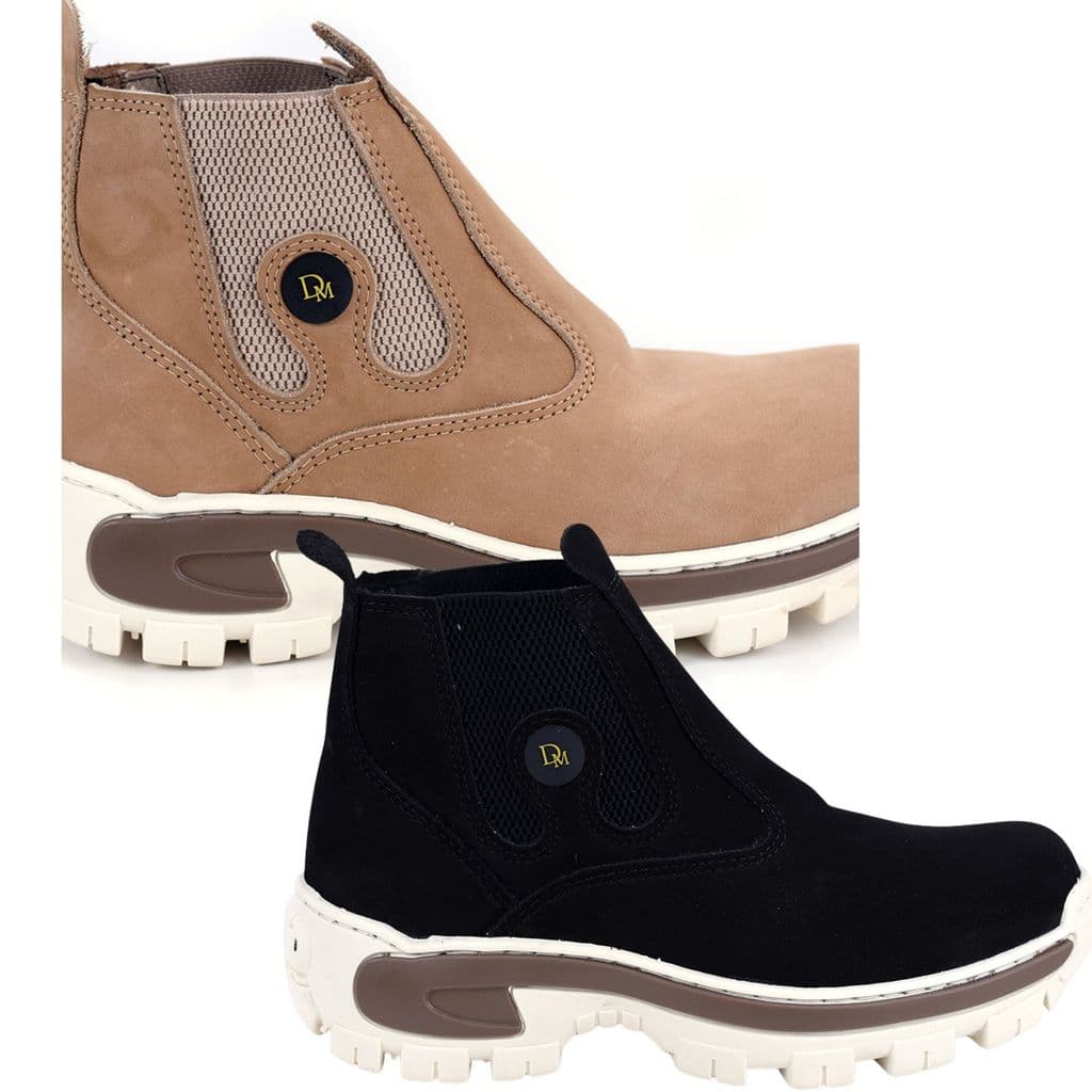 Kit 2 Pares Bota Botina Masculina EM COURO NOBUCK LEGITIMO SOLA BORRACHA COLADA E COSTURADA