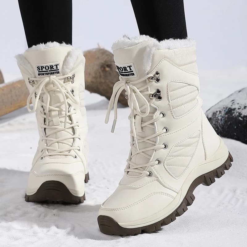 Novas Botas de Neve de Tamanho Grande para Mulheres, Cano Alto, Forradas com Lã Quente e Espessa, Antiderrapantes para E