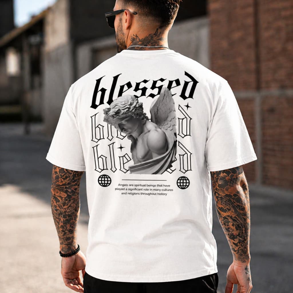Camiseta Masculina Blessed Camisa Básica Streetwear Algodão Premium Estilo