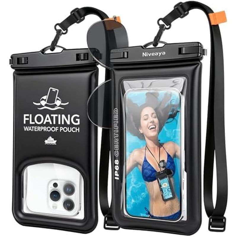 Bolsa De Telefone À Prova D'água IP68 Flutuante De 2 Pacotes Com Cordão Ajustável , Seca Sensível Ao Toque De Até 8.5 Po