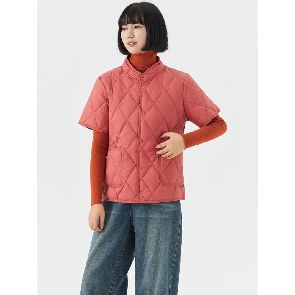 Jaqueta acolchoada feminina curta leve pequena jaqueta acolchoada manga média forro de algodão fundo roupa interna quent