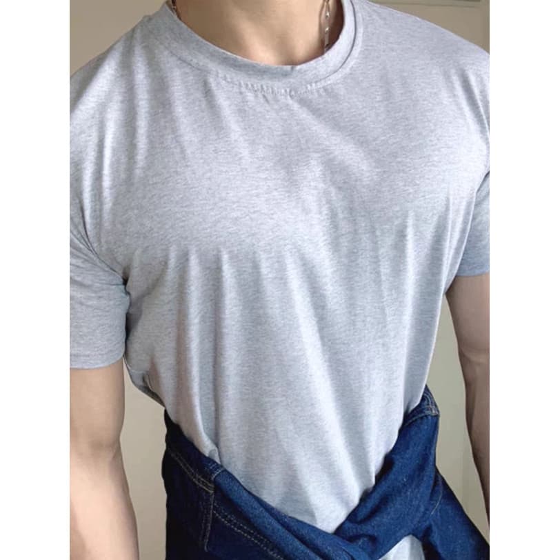 Camiseta masculina de algodão puro americano, decote pequeno, respirável, manga curta, treinamento físico, esportes, mei