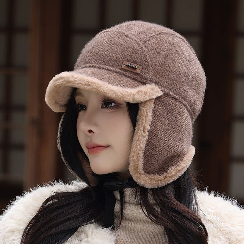 Versão coreana inverno quente chapéu feminino novo estilo ao ar livre ciclismo à prova de frio proteção de ouvido Lei Fe