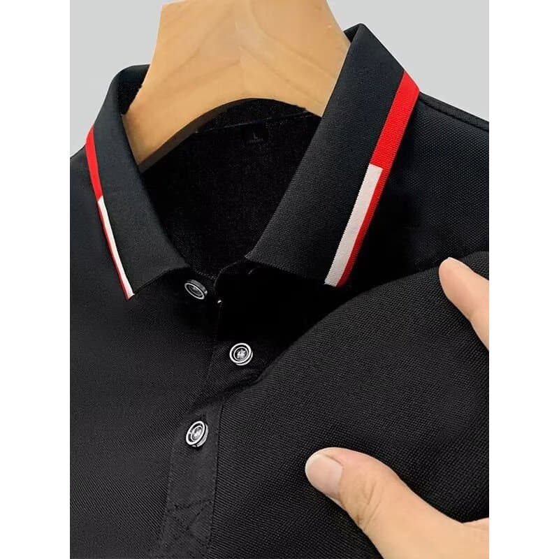 Lapela camisa polo de manga curta masculina negócios Casual Street Wear verão camiseta versão coreana magro-ajuste na mo