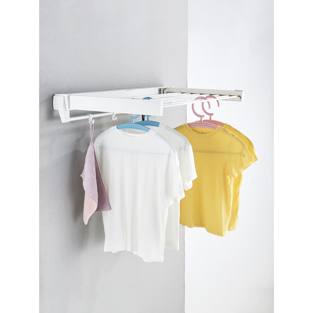 Estilo japonês varanda interior invisível dobrável rack de secagem banheiro retrátil cabide pequeno apartamento rack sec