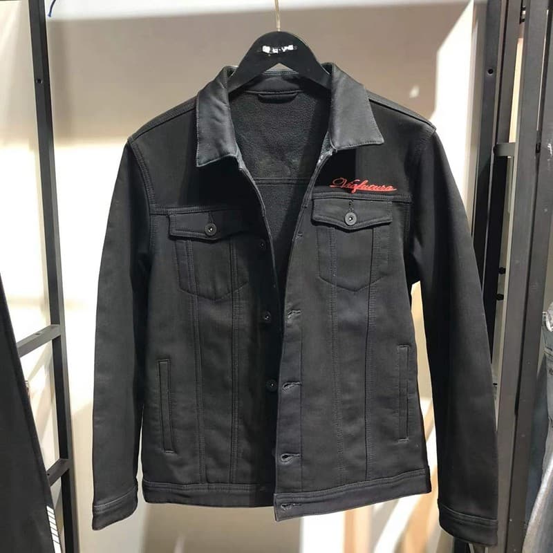 JJ Marca Masculina Exterior Desgaste Top Primavera Estilo Juventude Popular Casual Puro Preto Impresso Forro de Lã Jaque