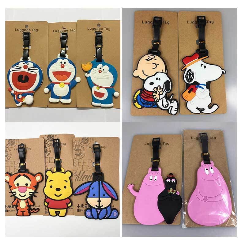 Jingle Cat Snoopy Tigger Bear Etiqueta de bagagem Mala registradora Identificação de remessa Etiqueta pequena com nome P