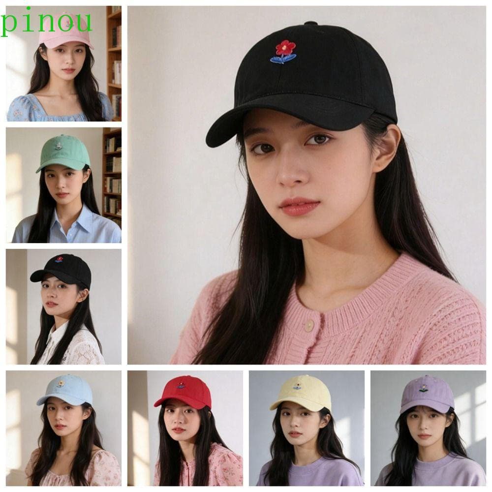 Boné De Beisebol Flor PINOU , Chapéu Pontiagudo Bordado Ajustável De Cor Sólida , Casquette De Guarda-Sol Protetor Solar