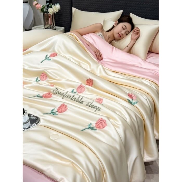 Kit de bordado de flores de colcha de ar condicionado lavável lavável