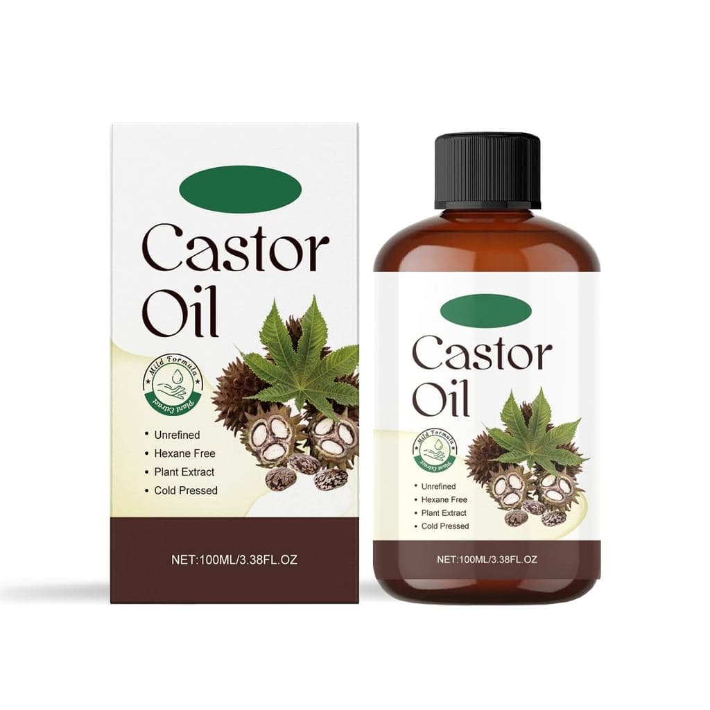Óleo de Rícino Orgânico 100ML - Fórmula Natural Não Refinada, Adequado para Cuidados com Sobrancelhas, Couro Cabeludo e