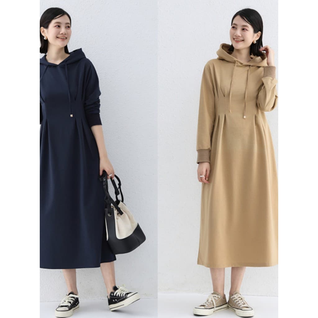 Japonês coreano outono novo estilo vestido de cintura estreita manga comprida cor sólida saia feminina algodão saia long