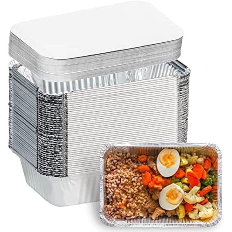 Panelas De Alumínio Com Tampas (Pacote 50 , 8.5 "-6 ") Recipientes Para Alimentos Em Folha Capacidade De 2.25 LB-50 E 50