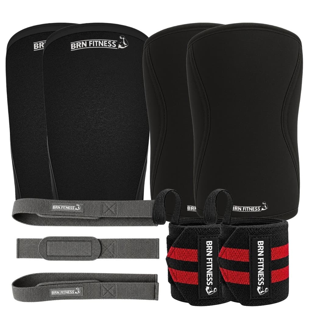 Kit Treino Pesado Cotoveleira + Joelheira + Munhequeira + Strap