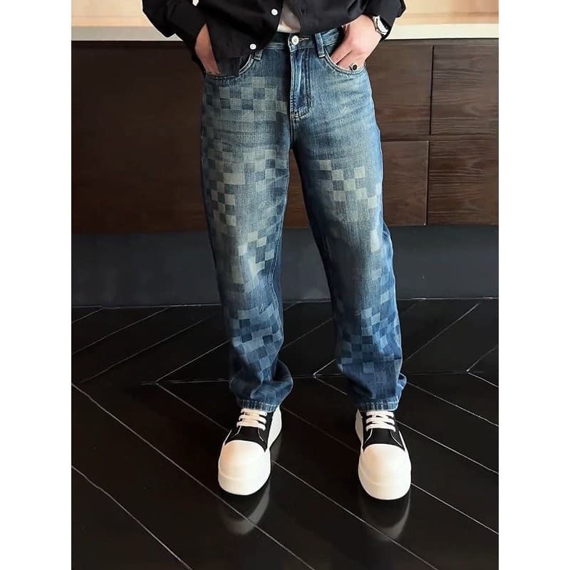 Americano High street solto Jeans retos masculino street Wear outono inverno 2025 novo estilo elegante rufião bonito cal