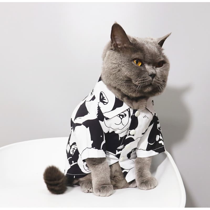 Na moda!Gato de estimação Bichon pequeno filhote de cachorro roupas de gato verão estilo fino Anti-fiapos Panda camisa