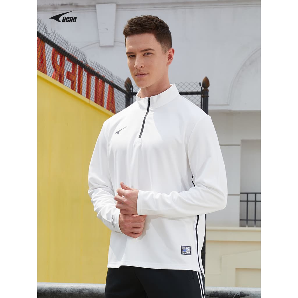 Ucan ucan novo estilo moletom masculino Casual esportes ao ar livre topo de malha meio aberto peito terno de treinamento
