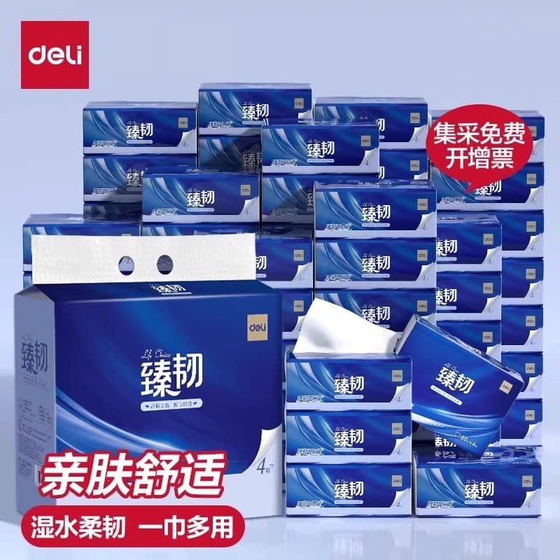Delizhen papel resistente papel macio 4 camadas engrossado grande pacote toalha de papel guardanapo doméstico toalha de