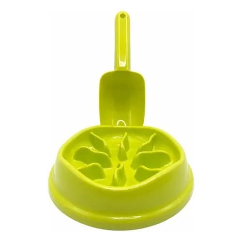 Comedouro Lento Pet 350ml Anti Ansiedade Com Pazinha N/a Verde Limão