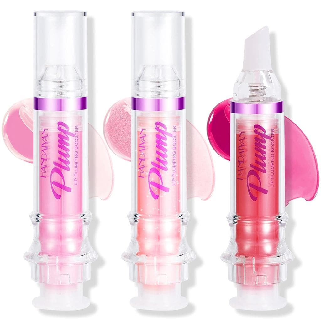 Erinde, volumizador de lábios de 3 cores, óleo labial picante e brilhante, bálsamo labial ultra-hidratante e nutritivo,