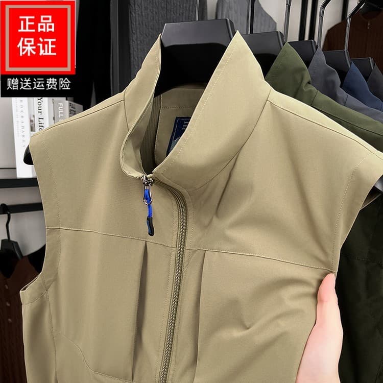 2025 genuíno Casual colete masculino primavera outono estilo colete de secagem rápida respirável pai colete de pesca ao