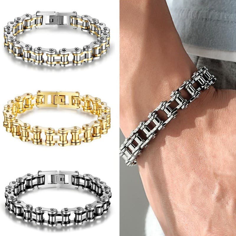 Pulseira De Bicicleta Masculina Aço Inoxidável Joias De Corrente De Motocicleta