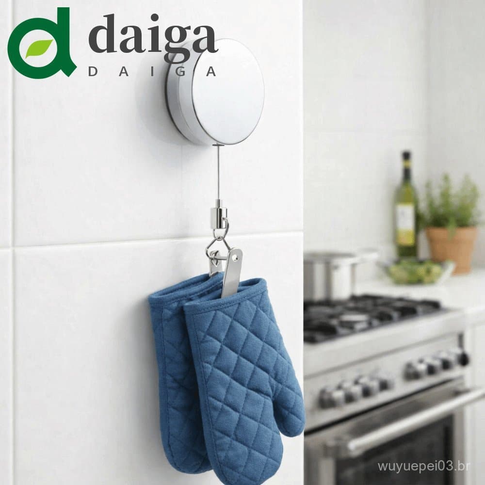 DAIGA 2 Pcs Suporte De Toalha Retrátil , Clipe De Metal Anti-Perda Automático , Chaveiro Autoadesivo Montado Na Parede