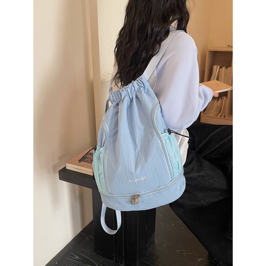 Flacidez cordão mochila feminina estudante universitário classe saco de escola Commuter saco de viagem masculino leve Fi