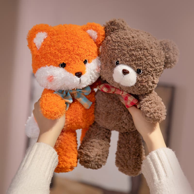 Bonito dos desenhos animados rosa coelho urso boneca brinquedo de pelúcia raposa cordeiro boneca crianças calmante Muppe