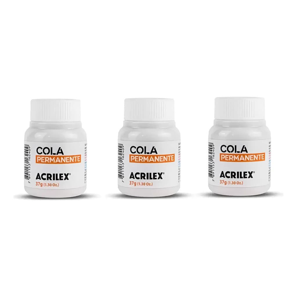Kit 3x Cola Permanente 37g - Acrilex - 16240
