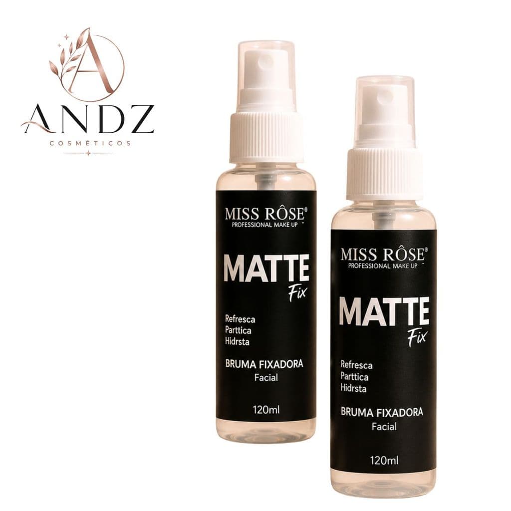 Kit 2 Bruma Matte Miss Rose 120ml Fixador de Maquiagem Controle Oleosidade Longa Duração