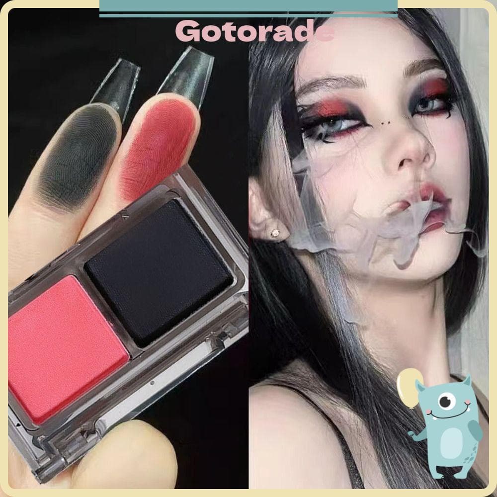 GOTORADECO Paleta De Sombra De Olhos , Gótica Preta De Noite Escura Pigmento Maquiagem Duplas Cores Glitter