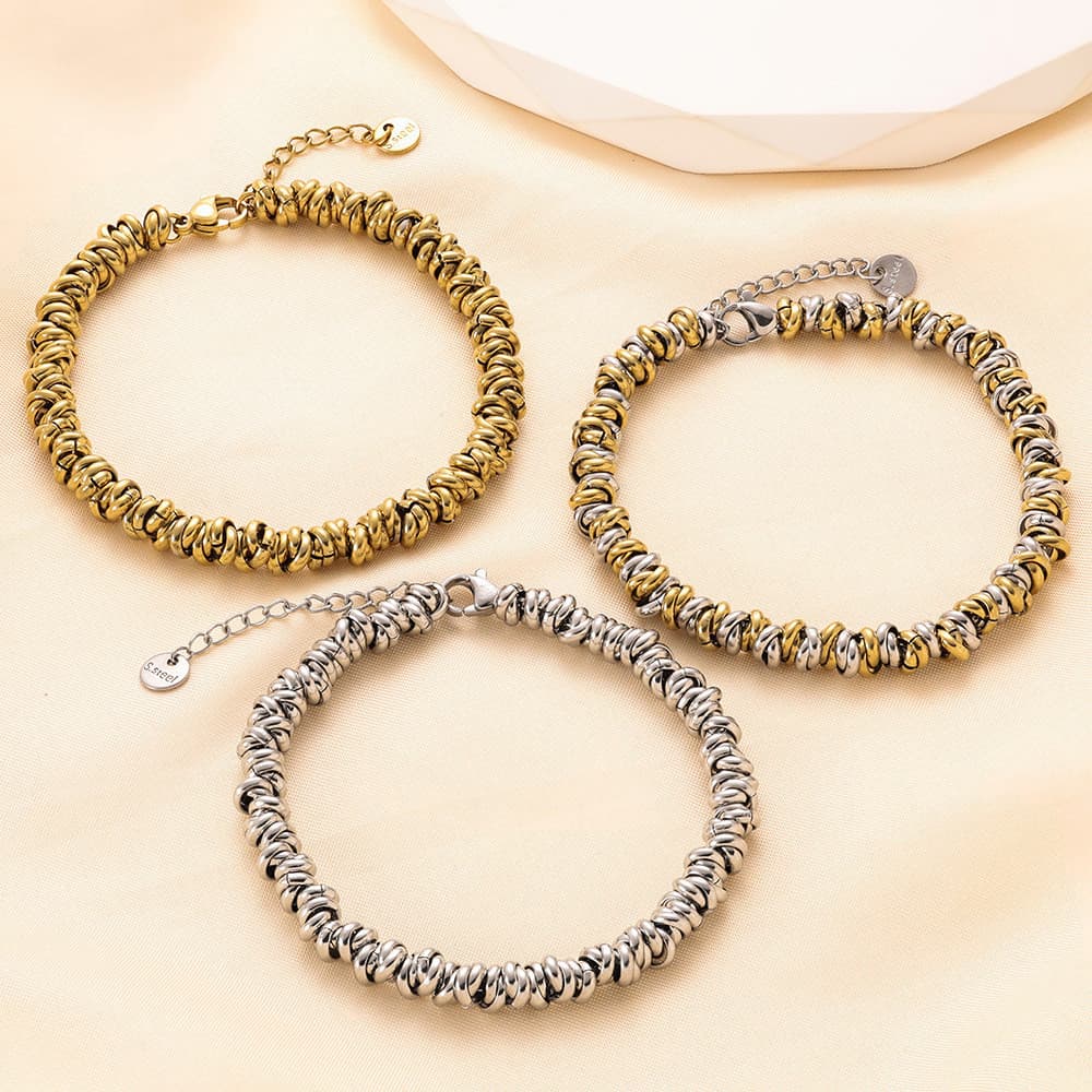 Pulseira de Aço Inoxidável Redonda de 6mm com Encaixe, Joia Feminina Fashion PEI6