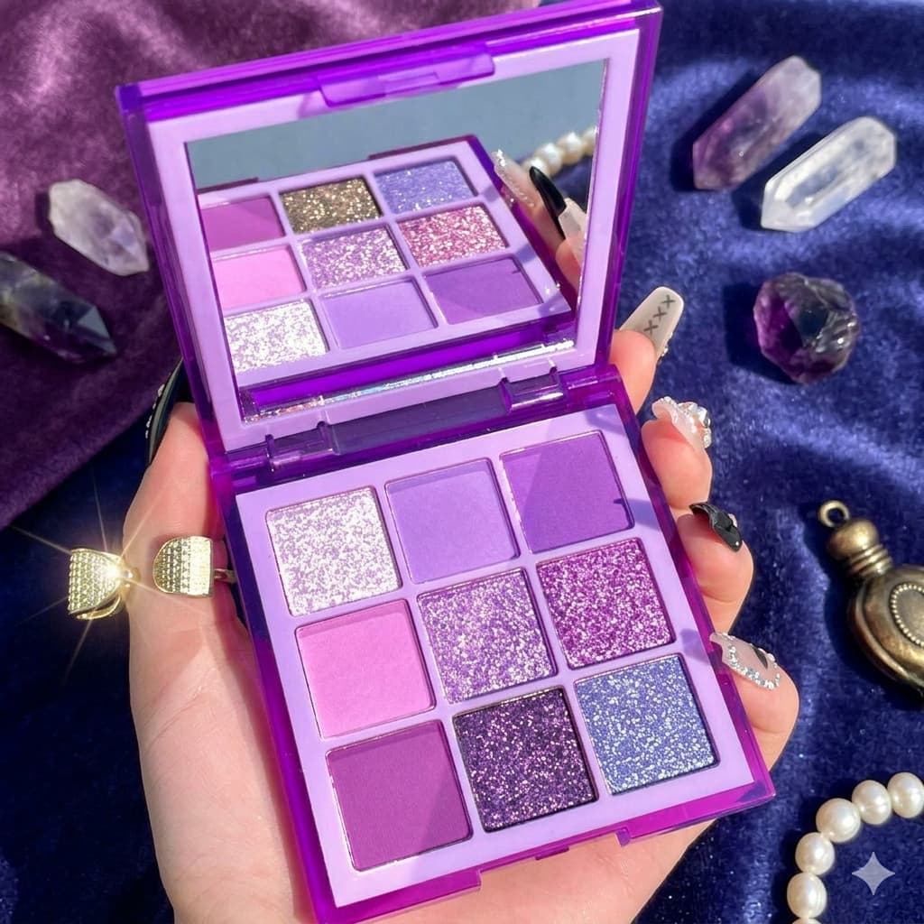 Diamante quebrado tulipa paleta de sombras de nove cores alto luxo Aurora piscando fosco Taro lama Bobo fada roxo nicho