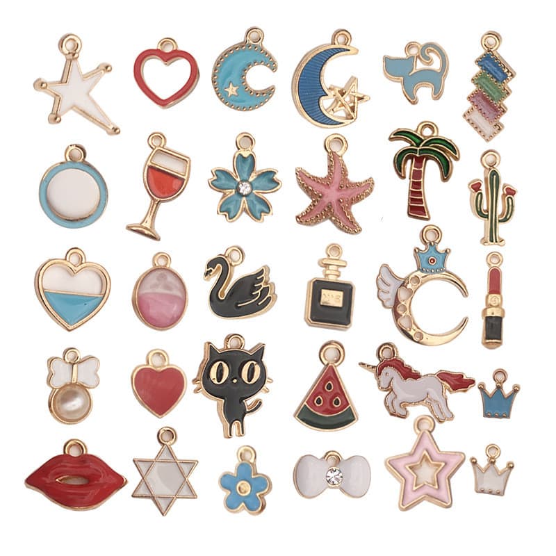 100 cores misturadas liga óleo gotejamento pingente acessórios doces flor coroa planta imitação pérola diy brincos pinge
