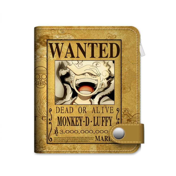 Estilo One Piece Luffy Wanted - Nova Carteira Curta de Couro PU com Zíper, Carteira Dobrável U479