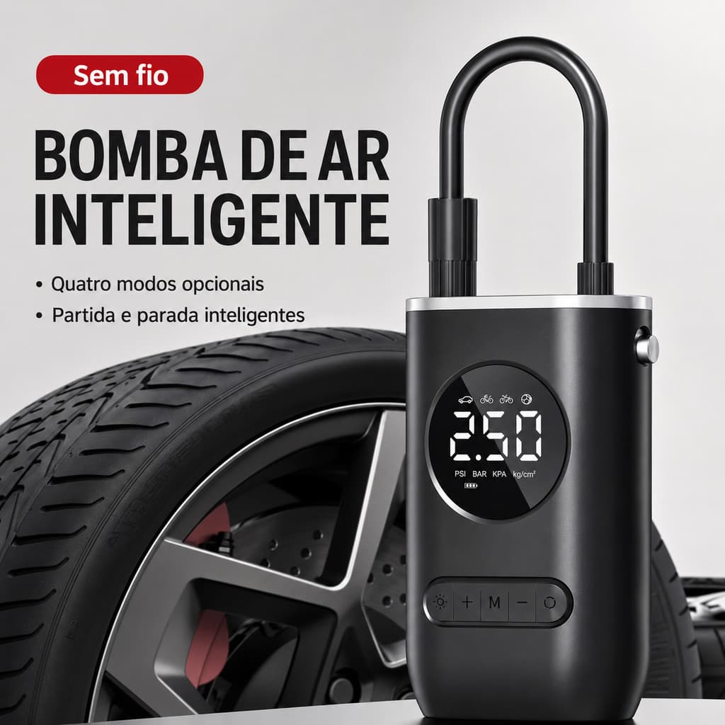 Mini Compressor de Ar Portatil Recarregavél Digital USB Calibrador Pneu Envio Imediato
