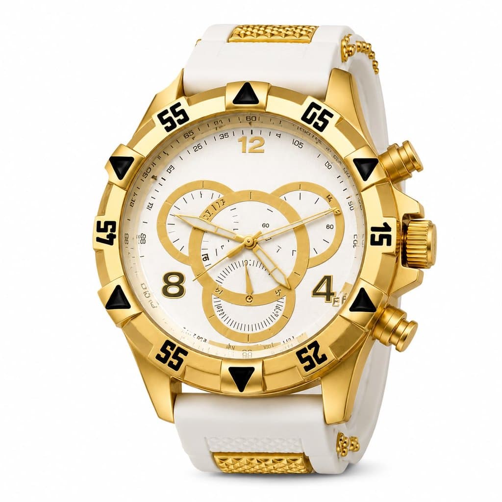 Relógio Masculino Luxo Banhado 18K De Silicone  Pulseira Premium Para Homens
